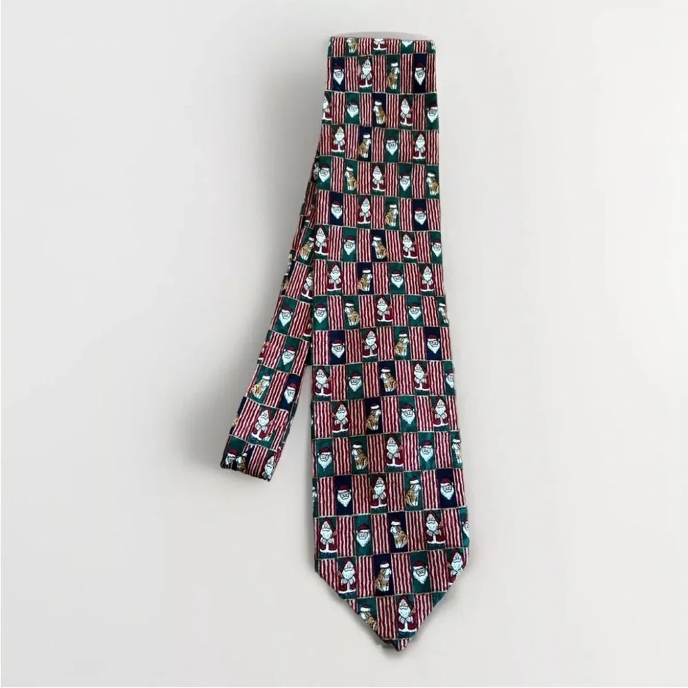 Mens Christmas/Holiday Silk Tie -Handmade Santa & Dog Bostonian Ltd Penn State